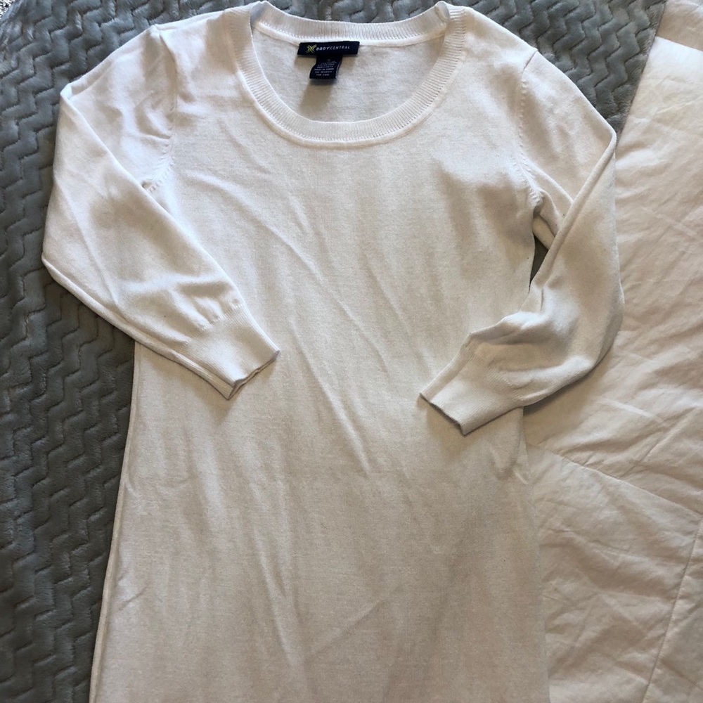 White sweater dress.